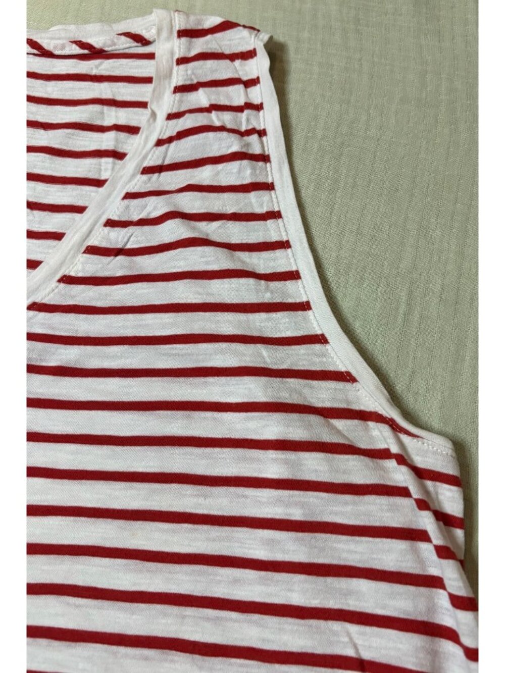 Madewell Womens Red & White Striped V-Neck Sleeveless Tank Top XXL - Picture 4 of 9